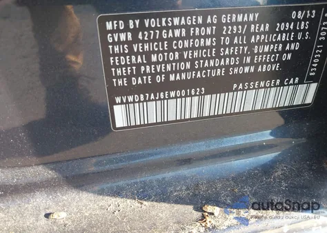 2014 Volkswagen Golf 2.5L z USA, uszkodzony, nr VIN WVWDB7AJ6EW001623